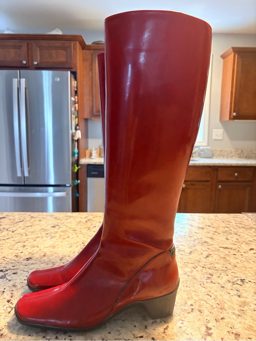 Aquatalia red patent leather boots size 9